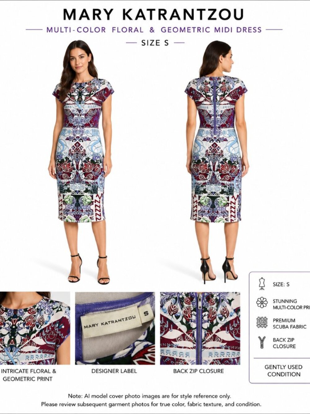 MARY KATRANTZOU PRINTED MIDI DRESS S